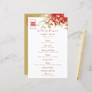 Red/Gold Bamboo Blätter Chinesisches Hochzeitsprog
