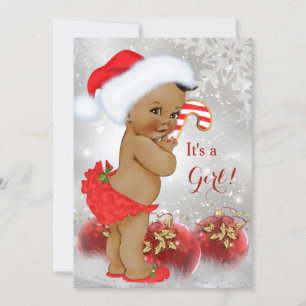 Red Gold Bauble Christmas Baby Shower Ethnic Einladung