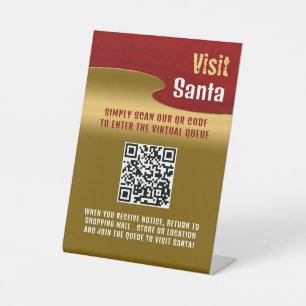 Red & Gold, Besuch Santa, QR Code Queue Sockelschild