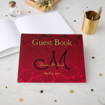 Red Gold Black Christmas Winter Wedding Monogram