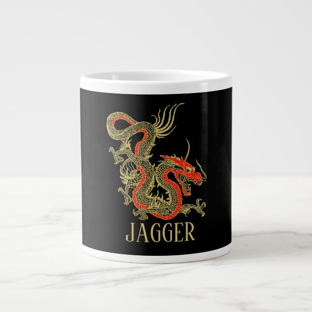 Red Gold Black Fantasy Chinese Dragon Jumbo-Tasse (Vorderseite)
