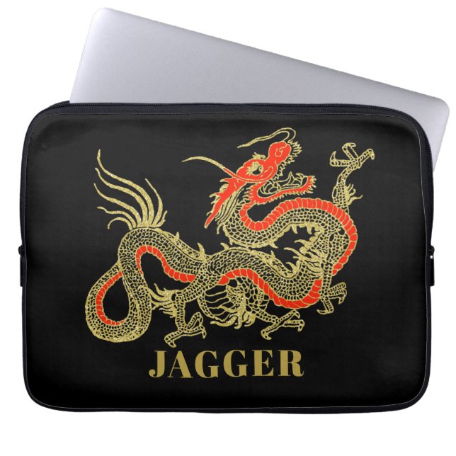 Red Gold Black Fantasy Chinese Dragon Laptopschutzhülle (Vorderseite)
