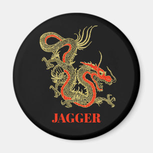 Red Gold Black Fantasy Chinese Dragon Magnet