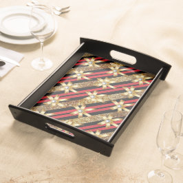 Red Gold & Black Imitate Glitzer Gold Diamond Boge Serviertablett