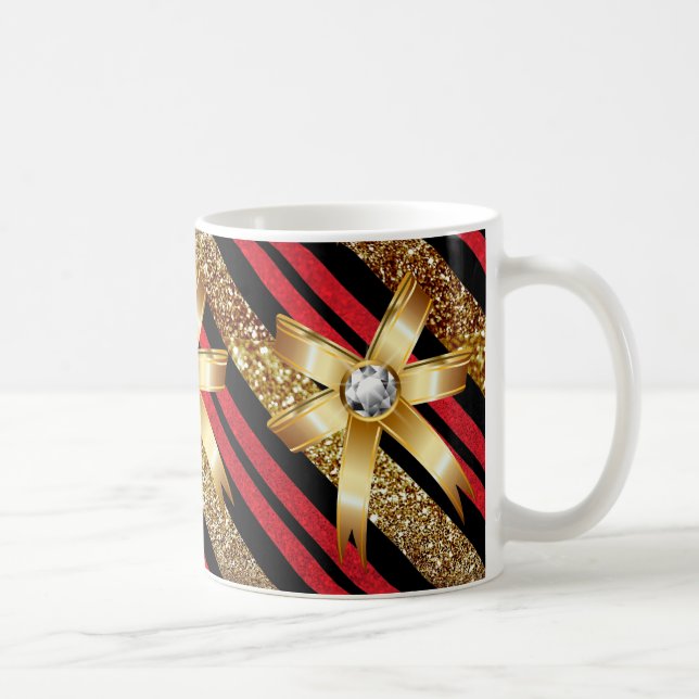 Red Gold & Black Imitate Glitzer Gold Diamond Boge Tasse (Rechts)