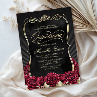 Red Gold Black Quinceañera Einladung