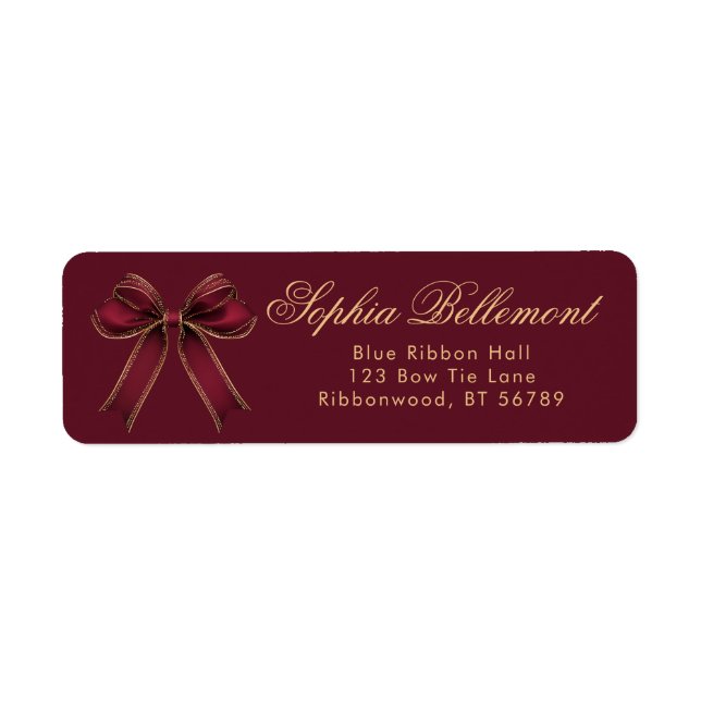 Red Gold Bow Christmas Return Address (Vorne)