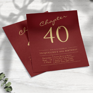Red Gold Budget 40. Geburtstag Einladung Flyer
