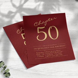 Red Gold Budget 50. Geburtstag Einladung Flyer