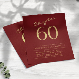 Red Gold Budget 60. Geburtstag Einladung Flyer