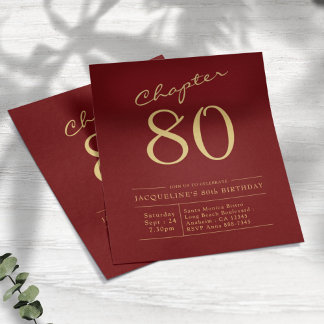 Red Gold Budget 80. Geburtstag Einladung Flyer