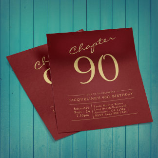 Red Gold Budget 90. Geburtstag Einladung Flyer