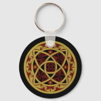 Red & Gold Celtic Design Schlüsselanhänger (Kreis)