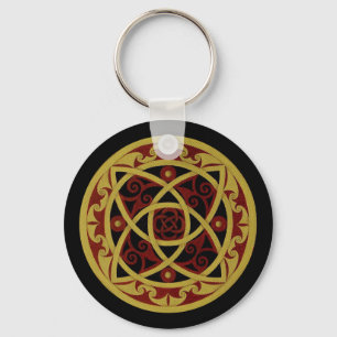 Red & Gold Celtic Design Schlüsselanhänger (Kreis)