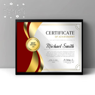 Red & Gold Certificate of Achievement Award