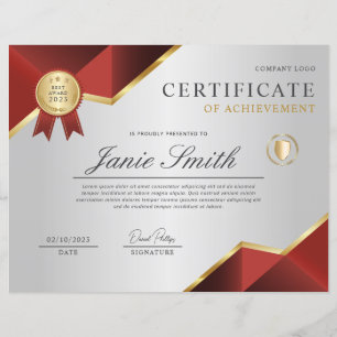 Red Gold Certificate of Achievement Award