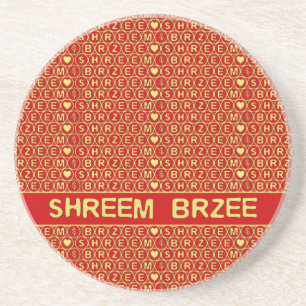 Red Gold Chant Shreem Brzee zieht Wohlstand an Untersetzer