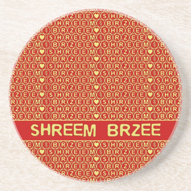 Red Gold Chant Shreem Brzee zieht Wohlstand an Untersetzer (Vorne)