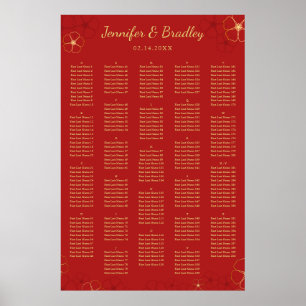 Red Gold Cherry Bloss Seekarte   Benutzerdefiniert Poster