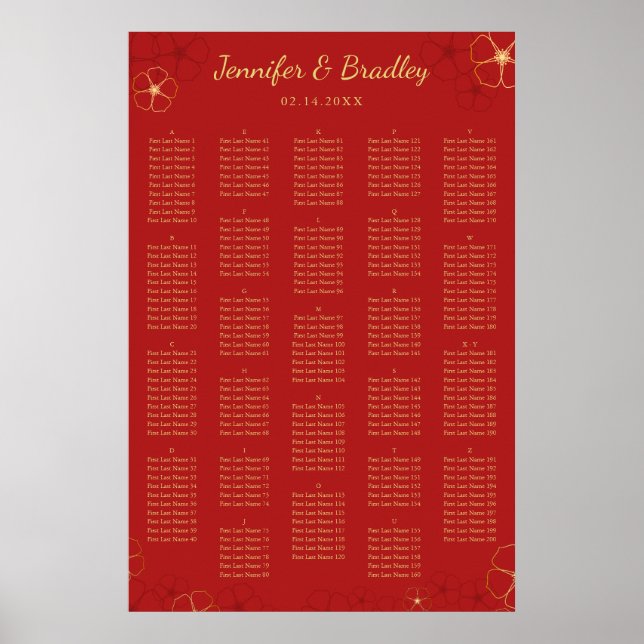 Red Gold Cherry Bloss Seekarte | Benutzerdefiniert Poster (Vorne)