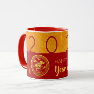 Red Gold Chinese Rat Papierschnitt 2020 Combo Tass Tasse