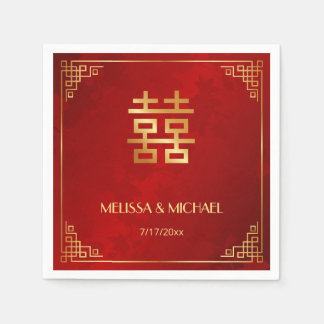   Red  Gold Chinese Wedding Custom  Serviette