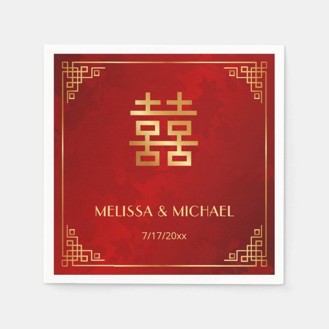   Red  Gold Chinese Wedding Custom  Serviette (Vorderseite)