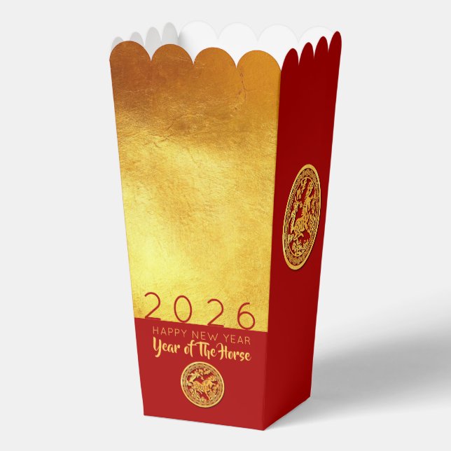 Red Gold Chinesisches Pferd-Papierschnitt 2026 FBP Geschenkschachtel (Vorderseite)