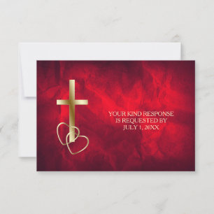 Red Gold Christlich Cross Wedding RSVP