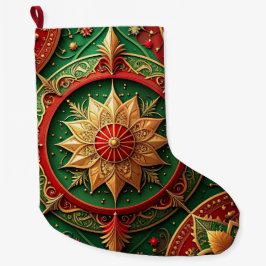 Red Gold Christmas Holiday Stocking Großer Weihnachtsstrumpf