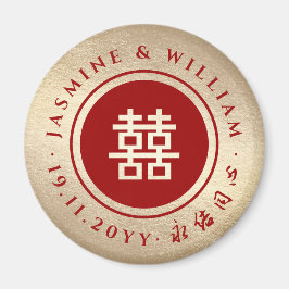 Red Gold Classic Circle Double Xi Chinesische Hoch Magnet