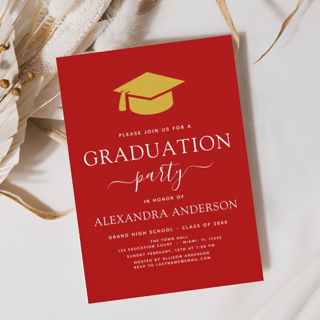 Red Gold Color Option 2022 Graduation Party Einladung (Von Creator hochgeladen)