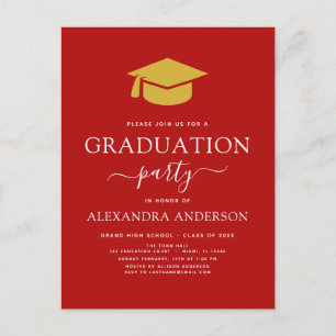 Red Gold Color Option 2023 Graduation Party Postkarte