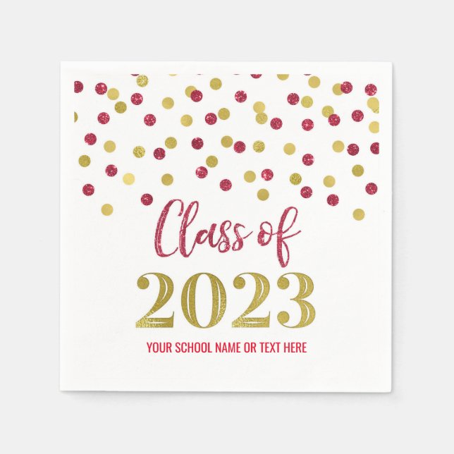 Red Gold Confetti Class of 2023 Napkins Serviette (Vorderseite)