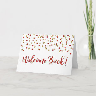 Red Gold Confetti Welcome Back Card Karte