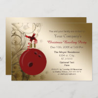 Red gold Corporate Bowling Party Einladung