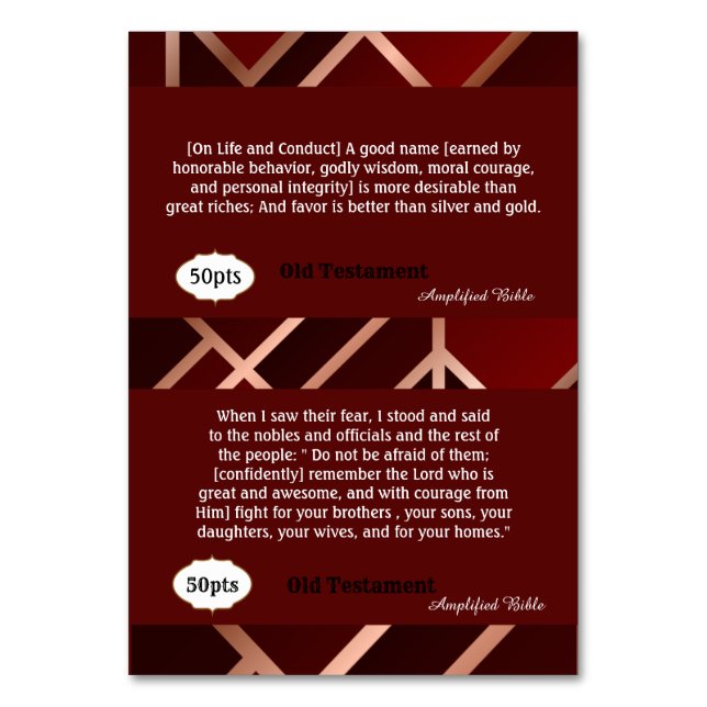 Red/Gold Courts Cards Tischnummer (Rückseite)