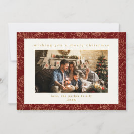 Red & Gold Custom Foto Weihnachtskarte Feiertagskarte