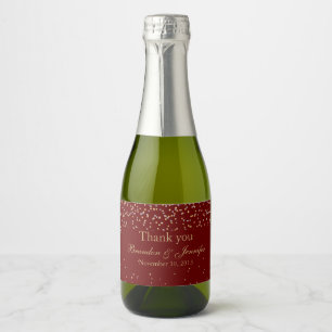 Red & Gold Custom Wedding Sparkling Wine Label