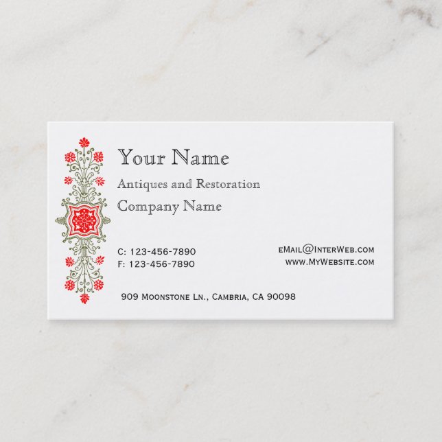 Red Gold Daisy - Business Cards Visitenkarte (Vorderseite)