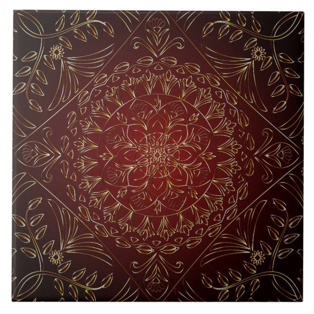 Red Gold Decoration Keramik Tile Fliese (Vorderseite)