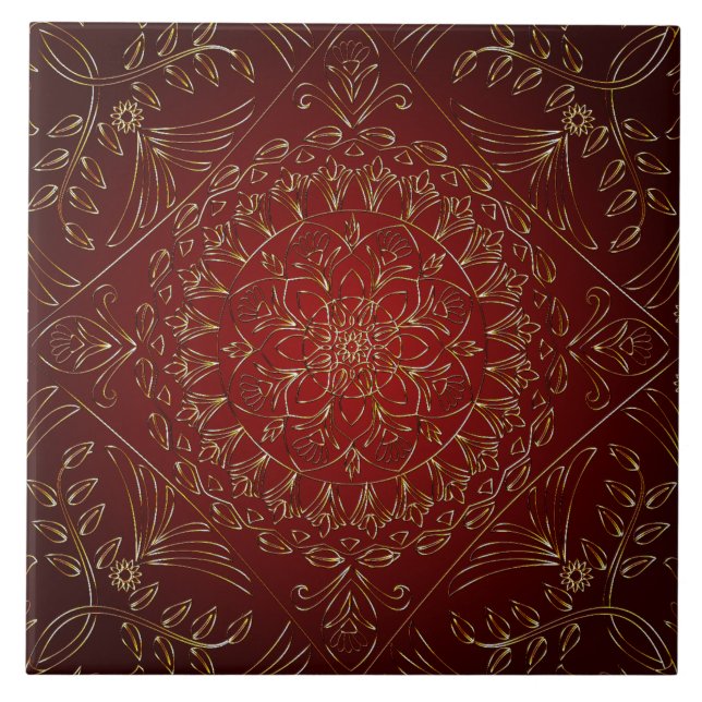 Red Gold Decoration Keramik Tile Fliese (Vorderseite)