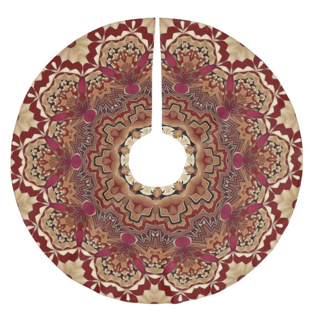 Red Gold Decorative Tree Skirt Polyester Weihnachtsbaumdecke (Vorderseite)