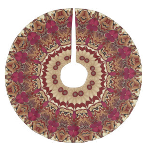 Red Gold Decorative Tree Skirt Polyester Weihnachtsbaumdecke