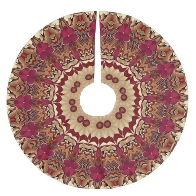 Red Gold Decorative Tree Skirt Polyester Weihnachtsbaumdecke (Vorderseite)