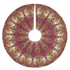 Red Gold Decorative Tree Skirt Polyester Weihnachtsbaumdecke