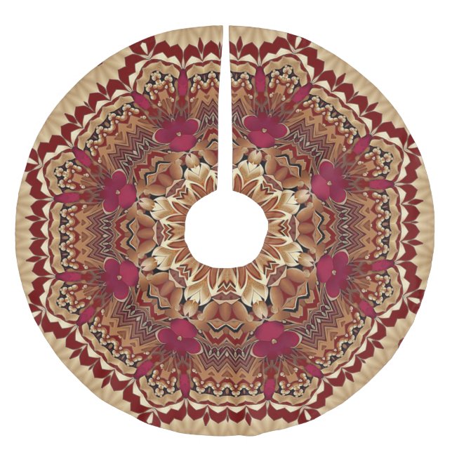 Red Gold Decorative Tree Skirt Polyester Weihnachtsbaumdecke (Vorderseite)