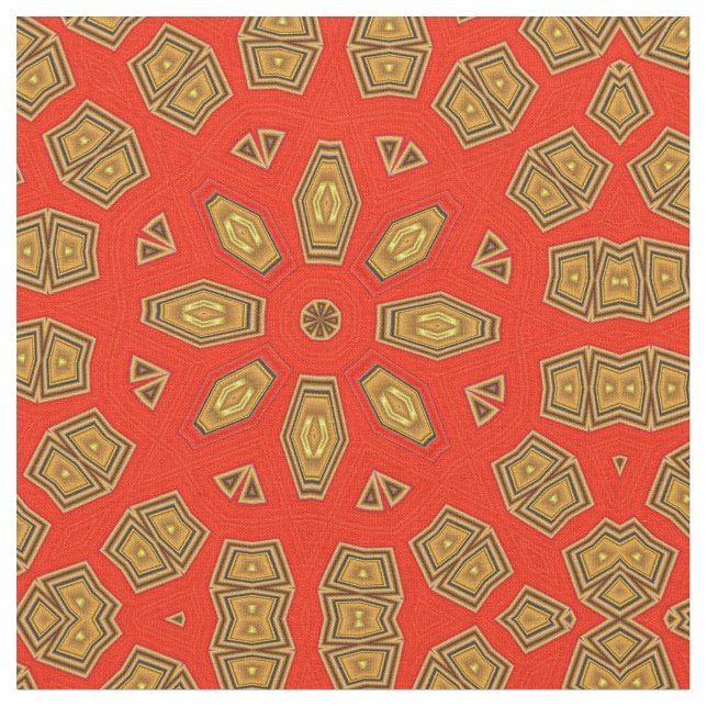 Red Gold Diamond Circle Pattern Stoff (Nahaufnahme)