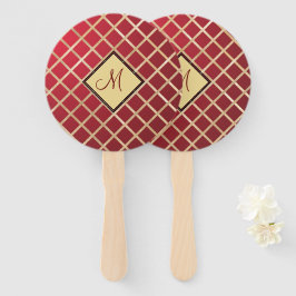 Red Gold Diamond Geometric Monogram Custom Fächer
