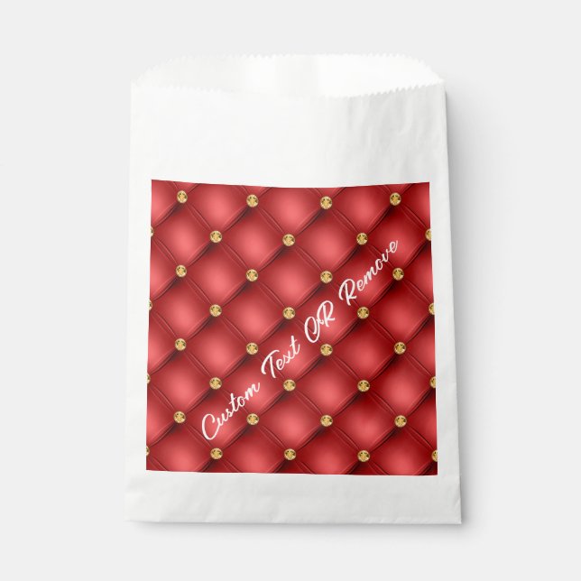 Red Gold Diamond Tufed Custom Text Fevor Bag Geschenktütchen (Vorderseite)